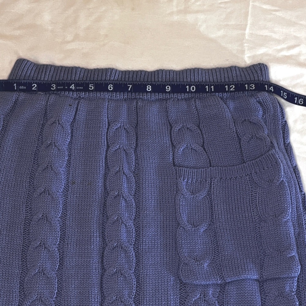Periwinkle Purple Cable Knit Sweater Suit‎ Midi Skirt 2 Piece Set Womens Large - Picture 9 of 12